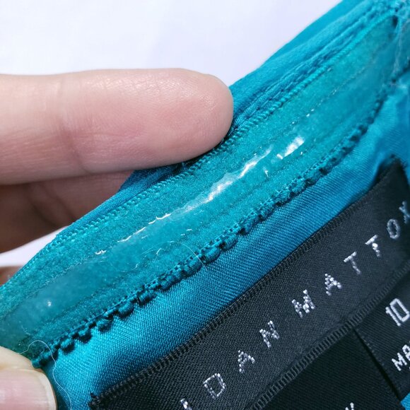 Aidan Mattox 100% Silk Strapless Formal Prom Gown Turquoise Maxi Dress Size 10 - Picture 15 of 16